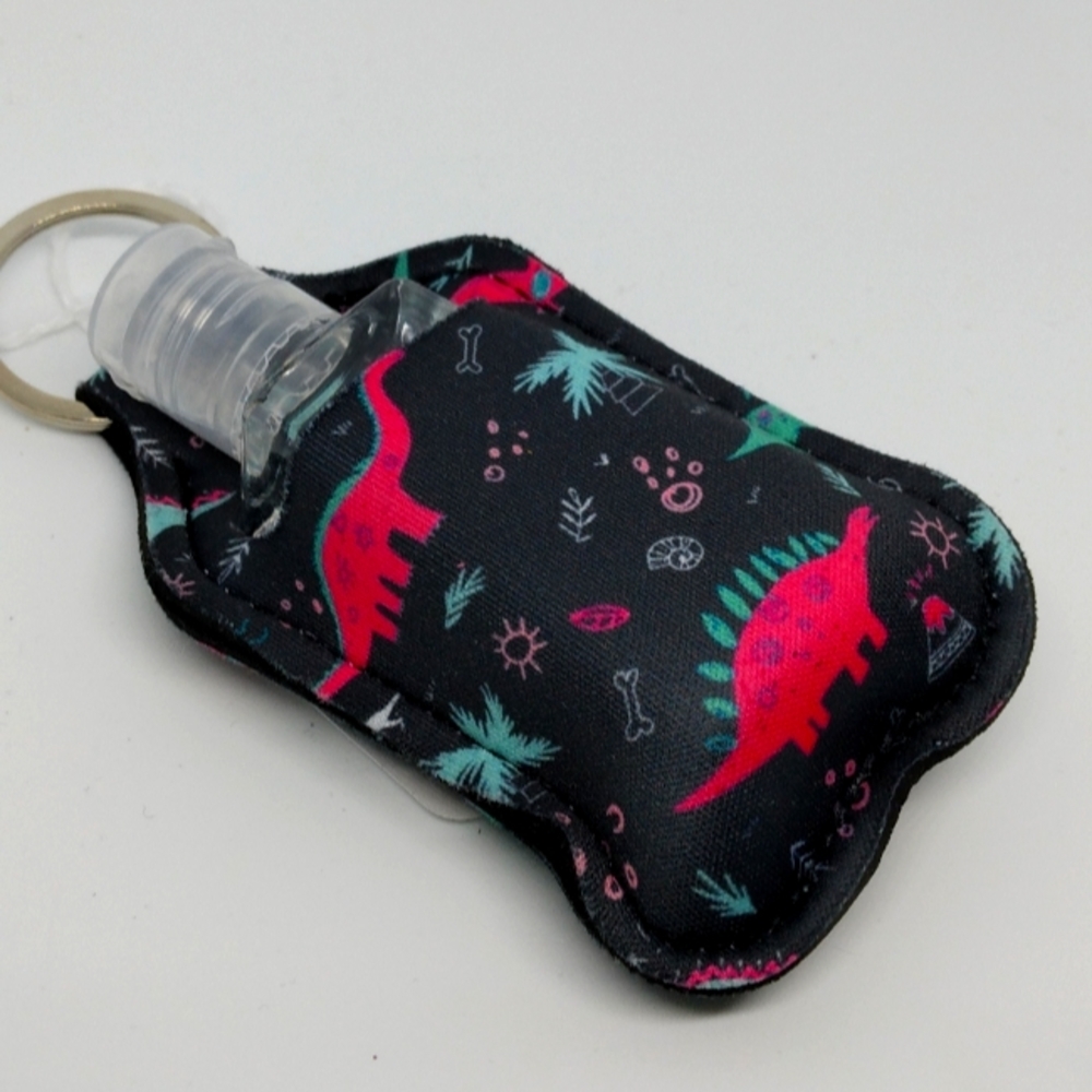 Dinosaur themed sanitizer keychain